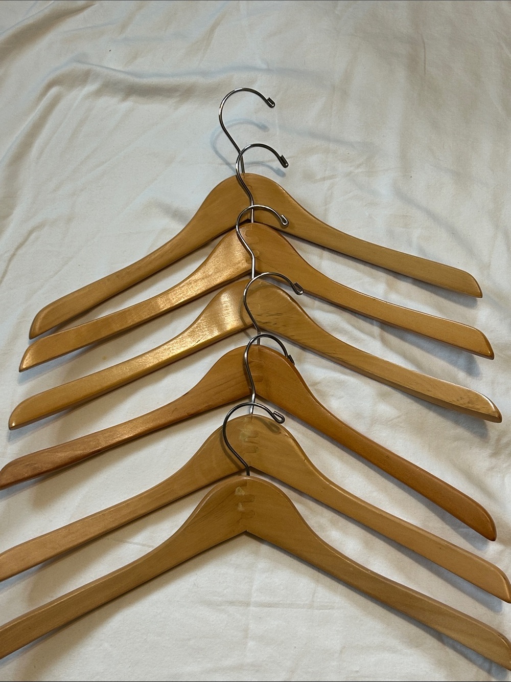 Wooden Suit Hangers - Natural Brown (Set of 6)